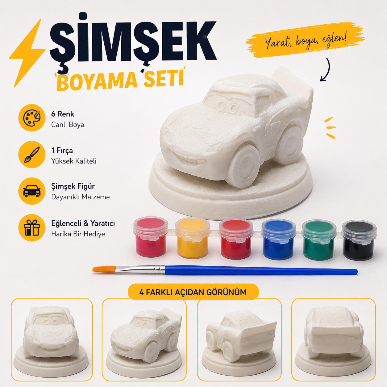 Şimşek 3D Baskı Kendin Boya Figür Seti | Boyama Hobi Seti