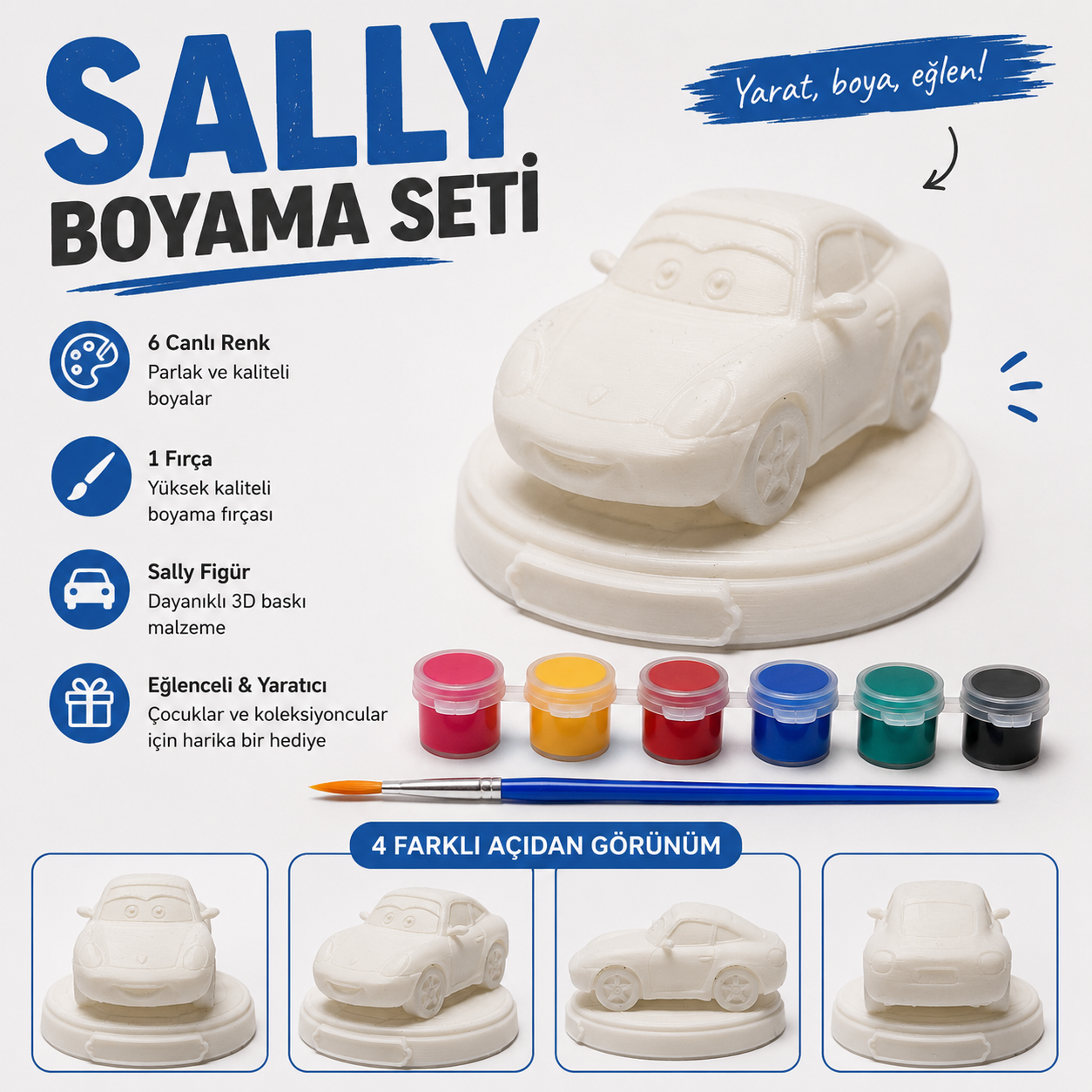 Sally 3D Baskı Kendin Boya Figür Seti | Boyama Hobi Seti